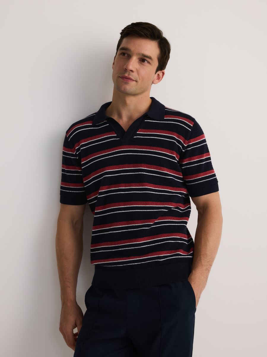 Regular fit poloshirt met structuur - meerkleurig - RESERVED - 2