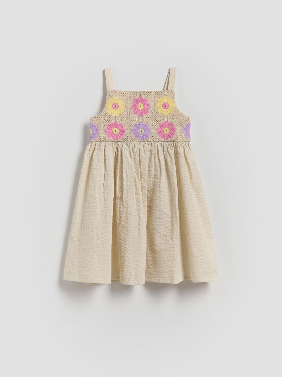 Rochie cu piesă superioară ajurată - bej - RESERVED