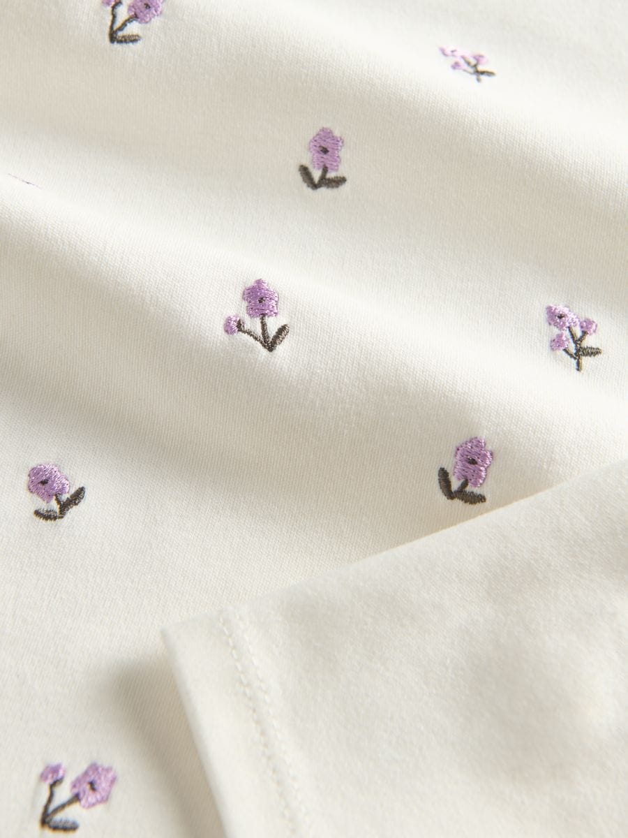 T-shirt with embroidered pattern - cream - RESERVED - 4
