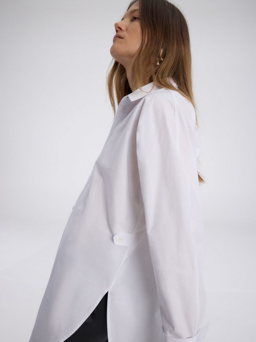 Camicia lunga con vita regolabile - bianco - RESERVED - 6