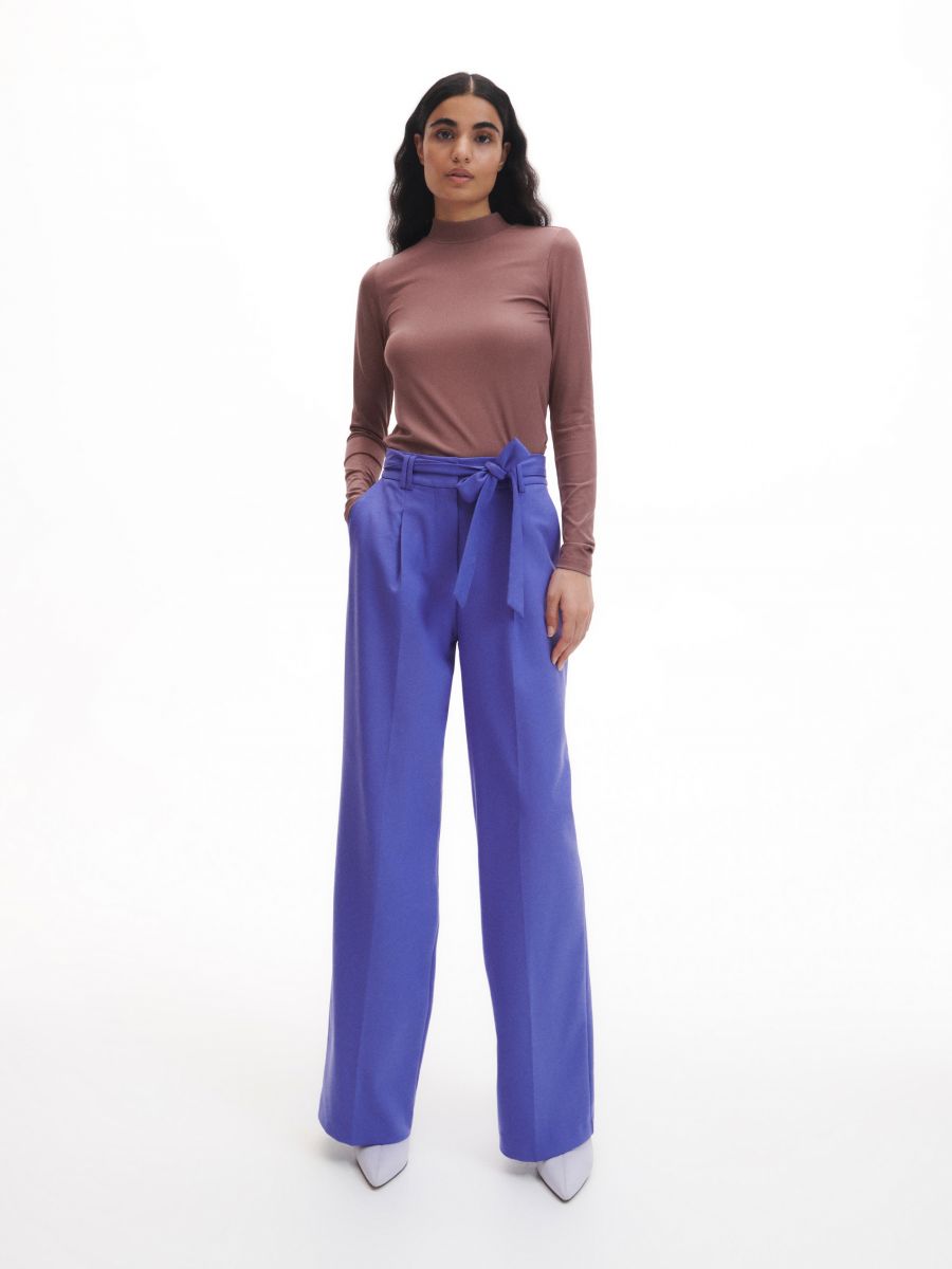 Blouse with stand up collar - brown - RESERVED - 3