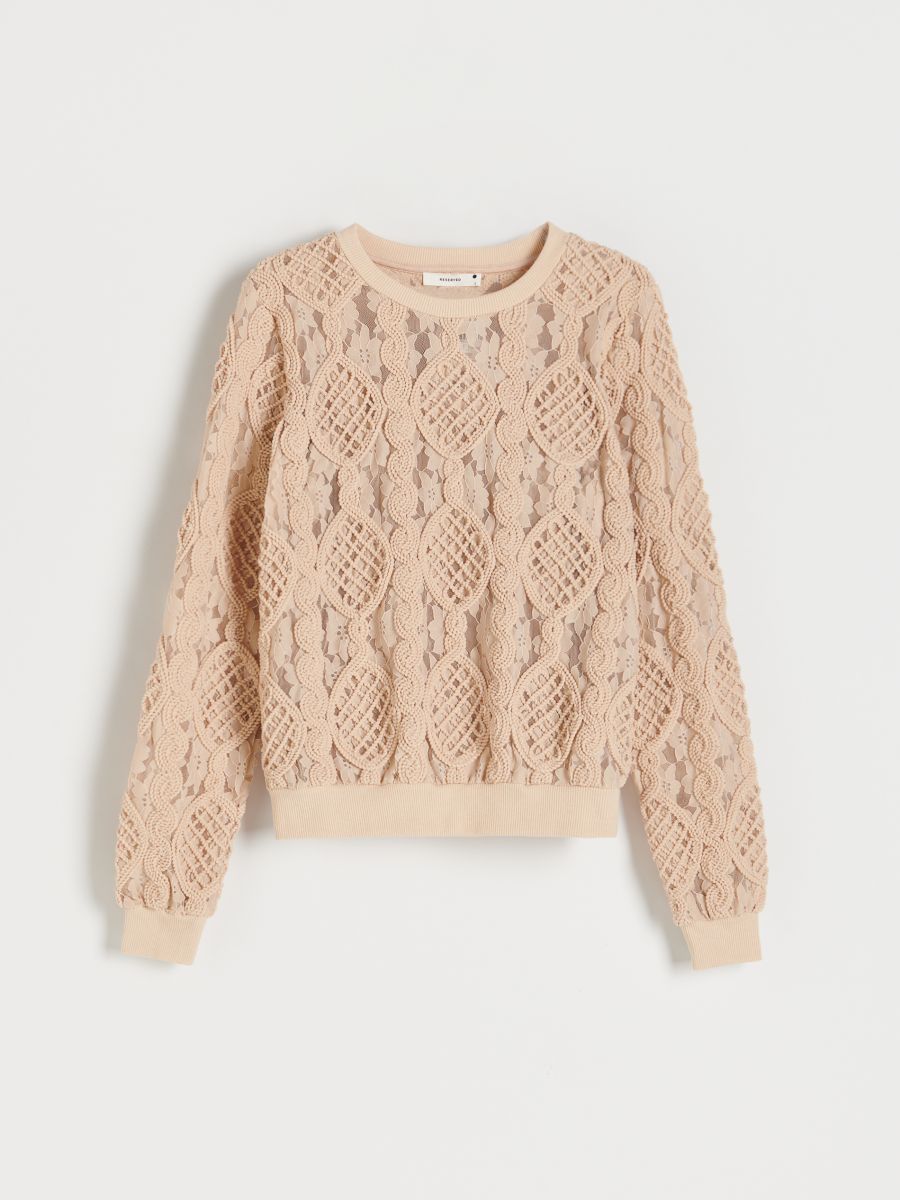 Light blouse with lace - beige - RESERVED - 3