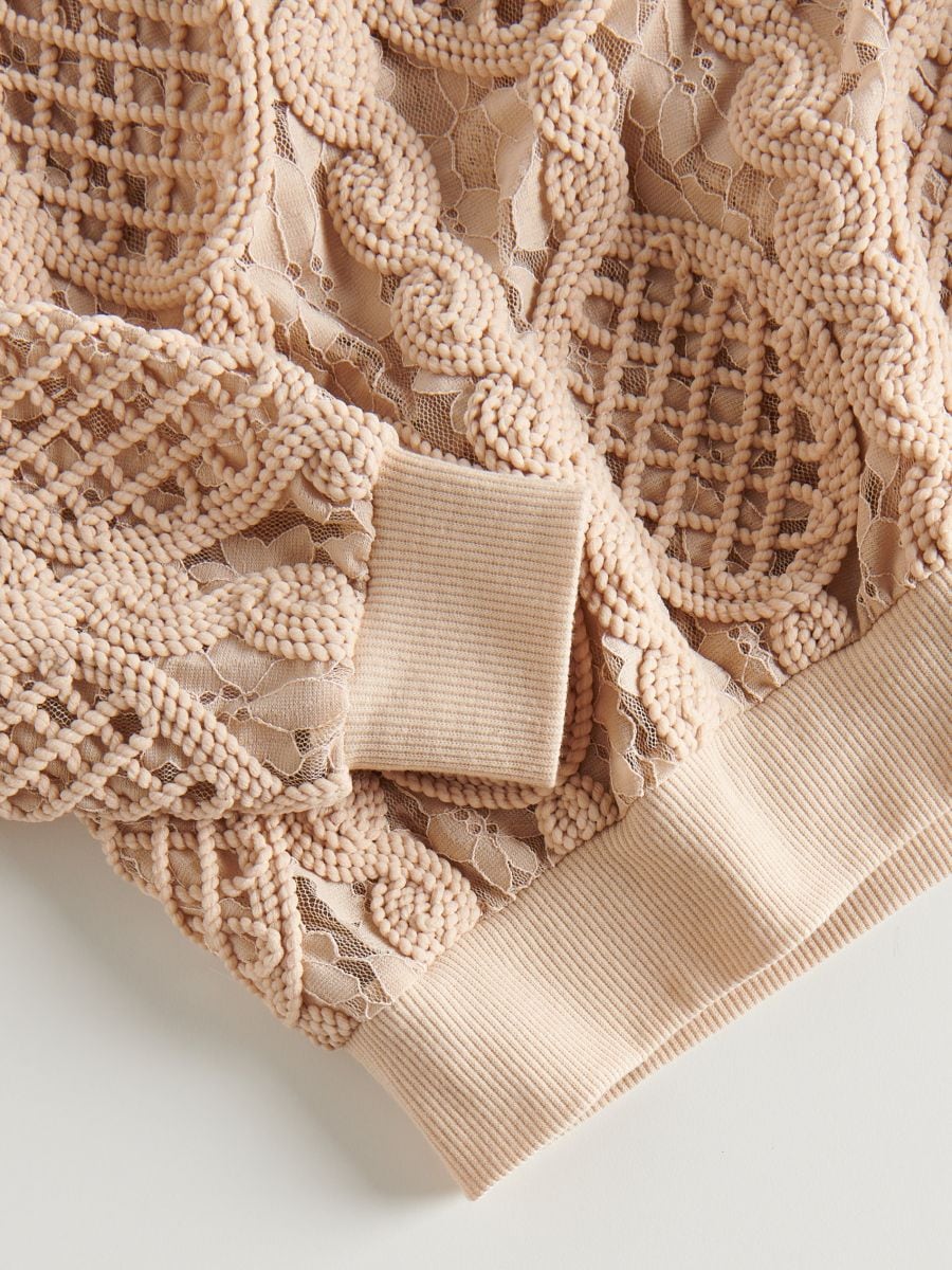 Light blouse with lace - beige - RESERVED - 4