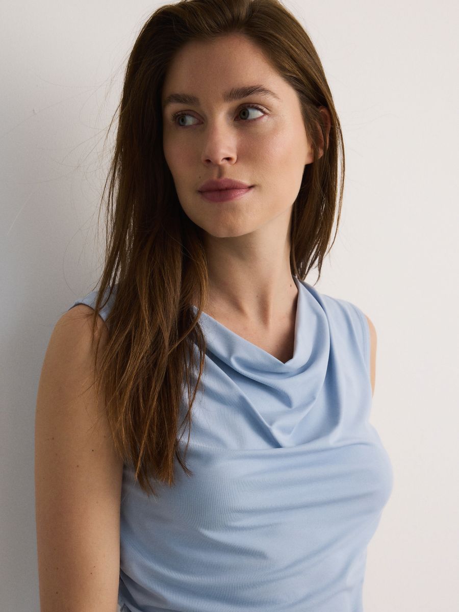 Cowl neck top - light blue - RESERVED - 3