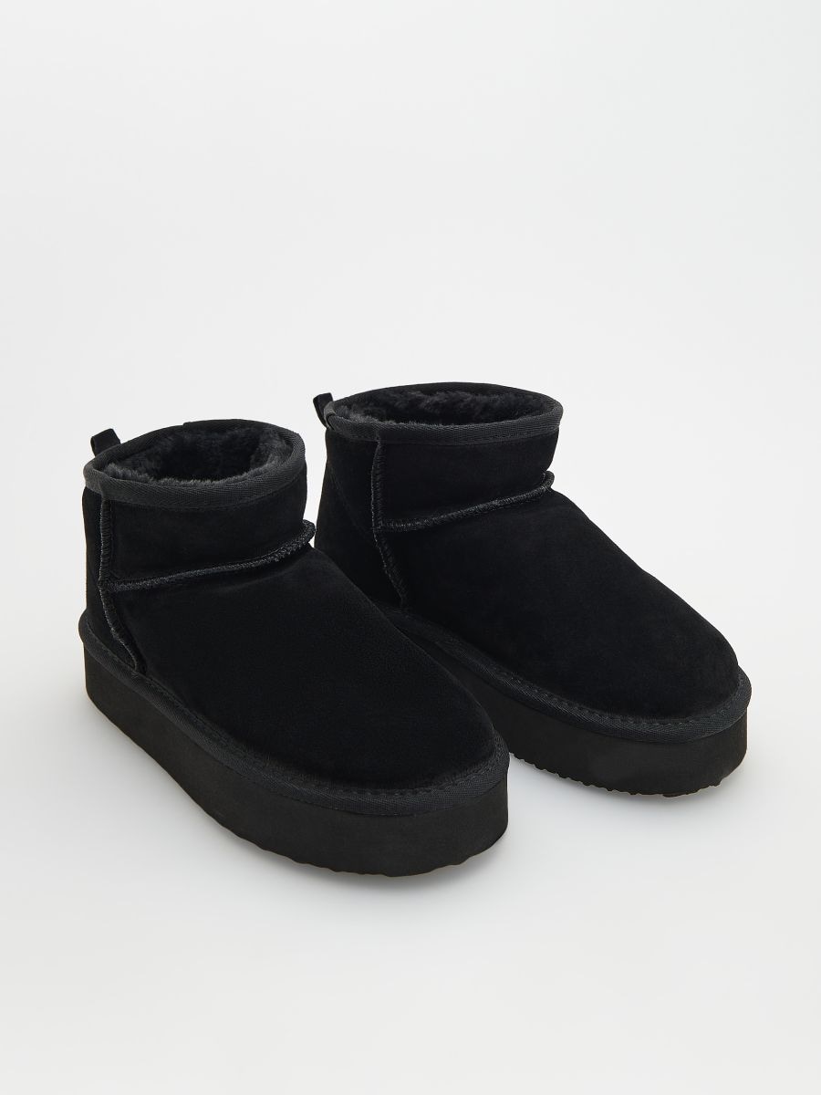 Vinterboots i läder med platåsula - SVART - RESERVED - 2