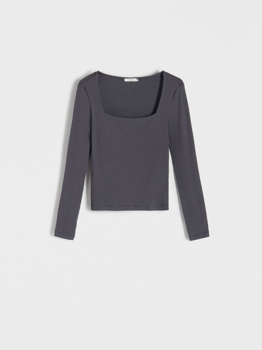 Longsleeve slim fit - ciemnoszary - RESERVED - 2