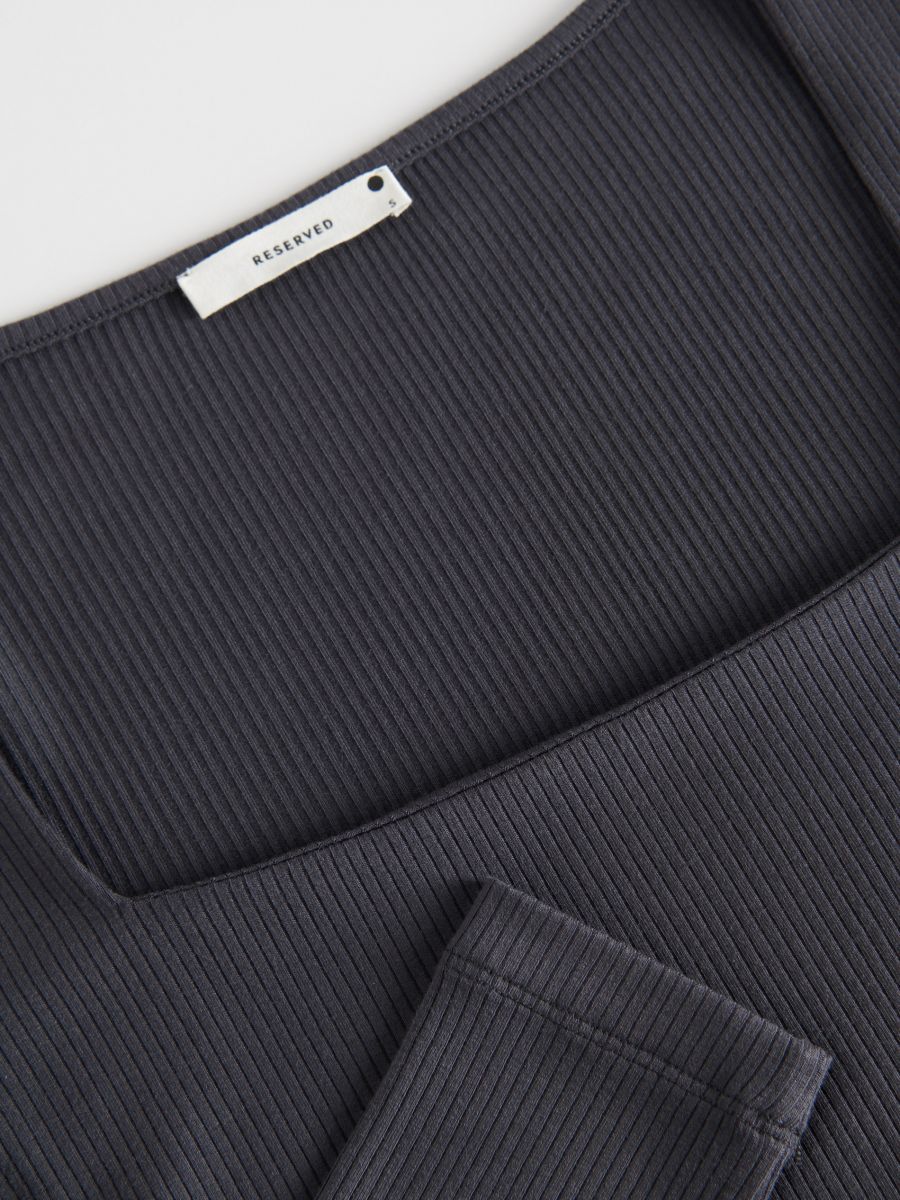 Longsleeve slim fit - ciemnoszary - RESERVED - 3