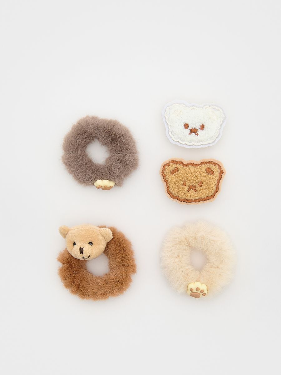 GIRLS` HAIR ELASTICS & HAIR-CLIP - beige - RESERVED