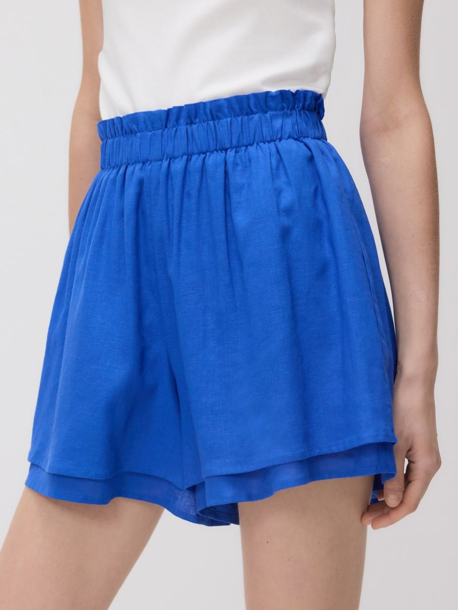 Linen and viscose shorts - blue - RESERVED - 2