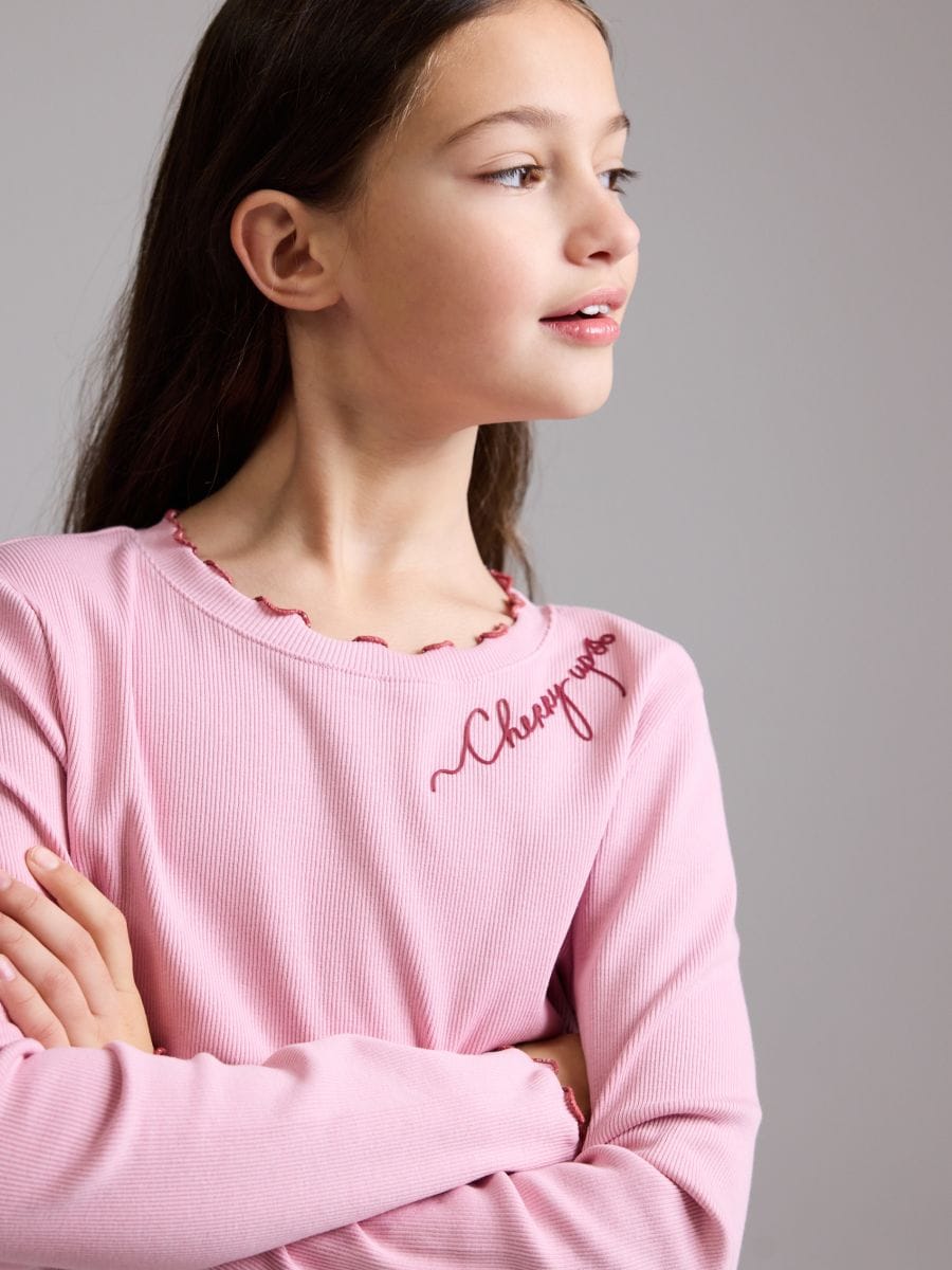 Ribbed T-shirt with print - pink - RESERVED - 4