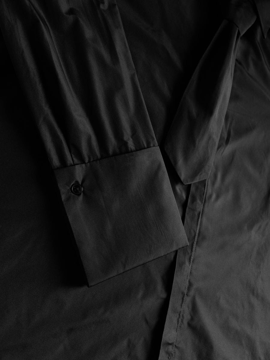 Camicia in taffetà con cravatta - nero - RESERVED - 8