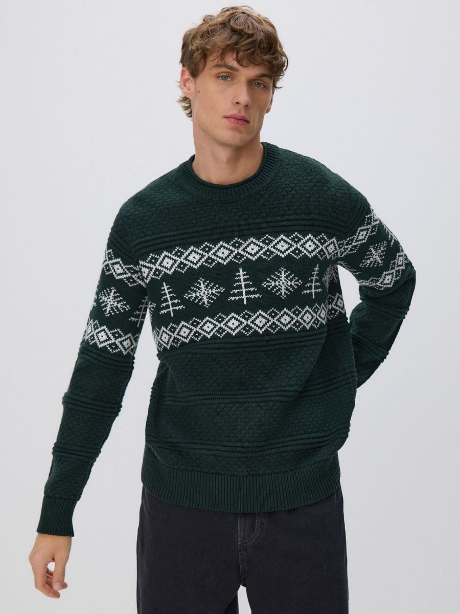 Structural cotton jumper - dark green - RESERVED