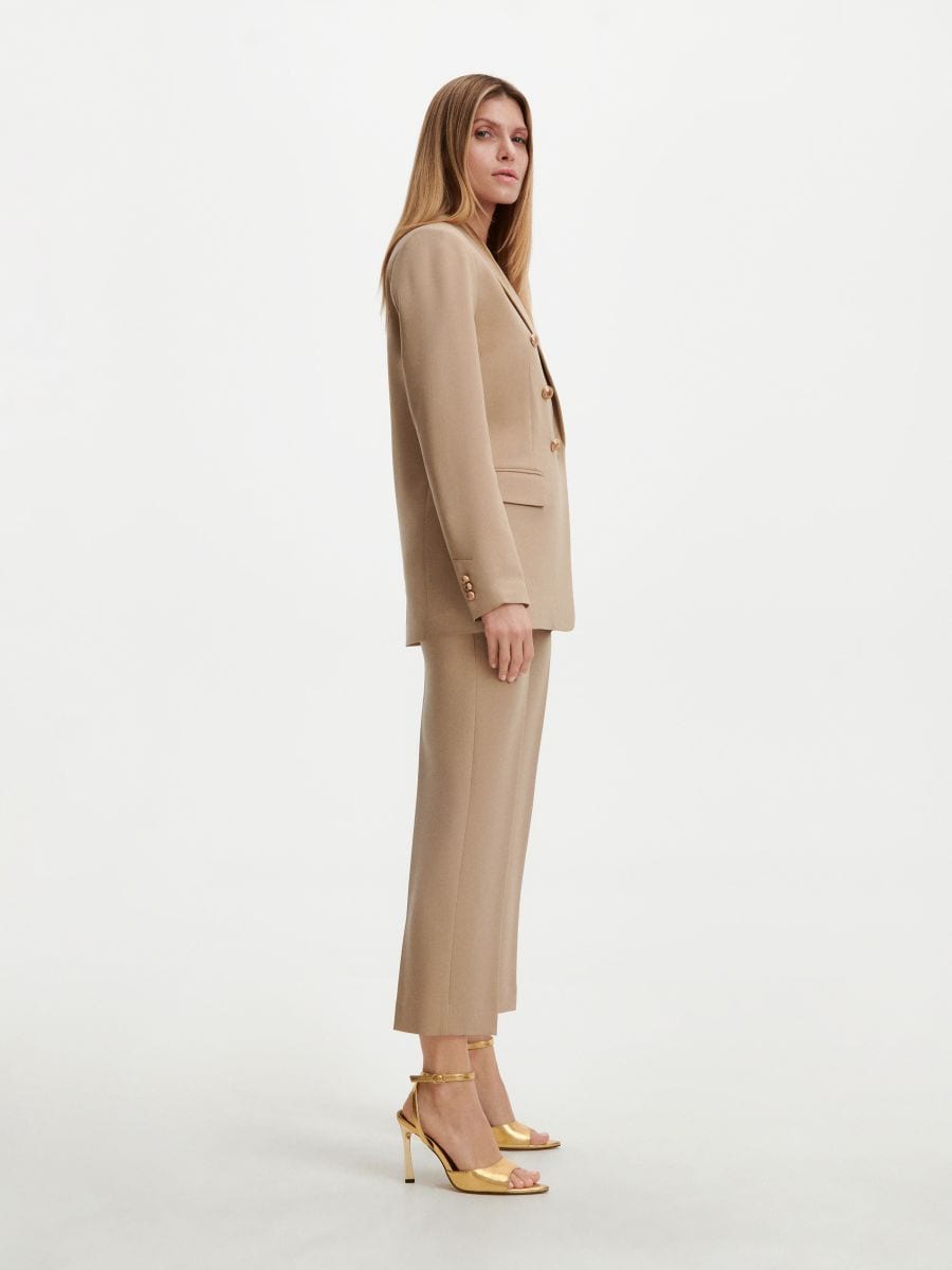 Elegant trousers with pressed crease - beige - RESERVED - 2
