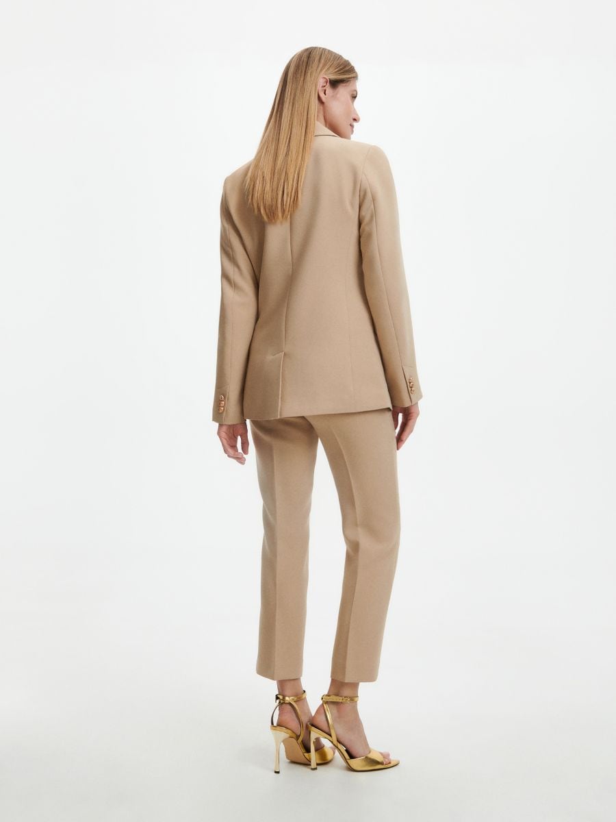 Elegant trousers with pressed crease - beige - RESERVED - 4