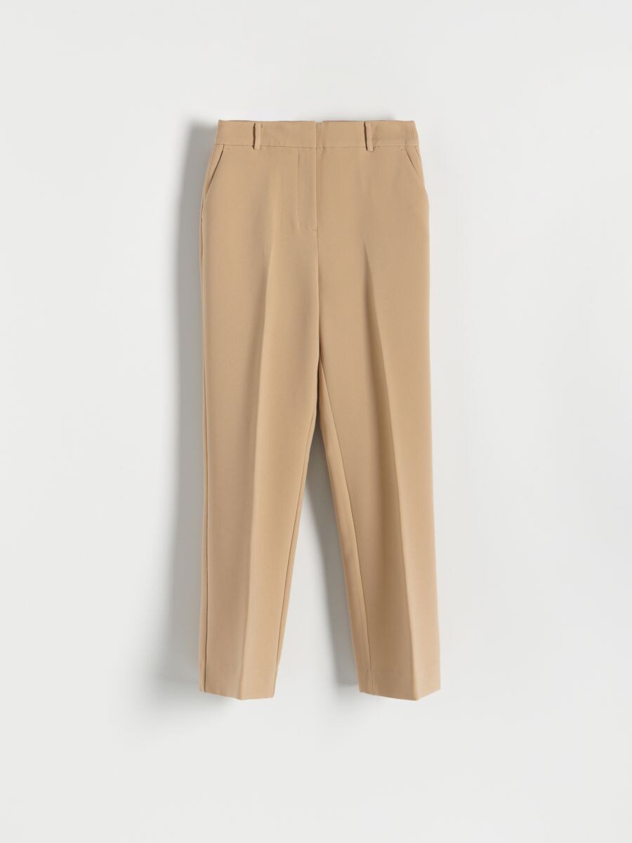 Elegant trousers with pressed crease - beige - RESERVED - 5
