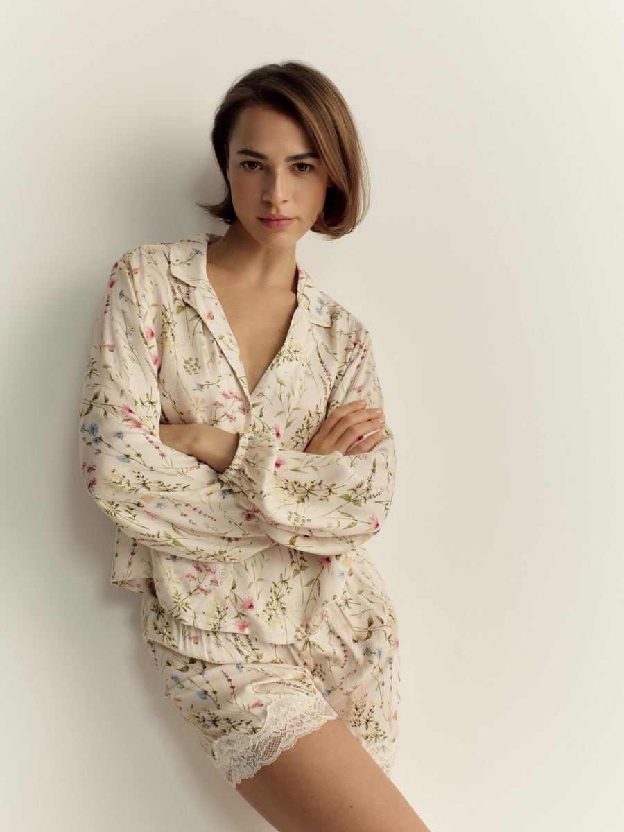 Two piece pyjama set with floral motif - nude - RESERVED - 2