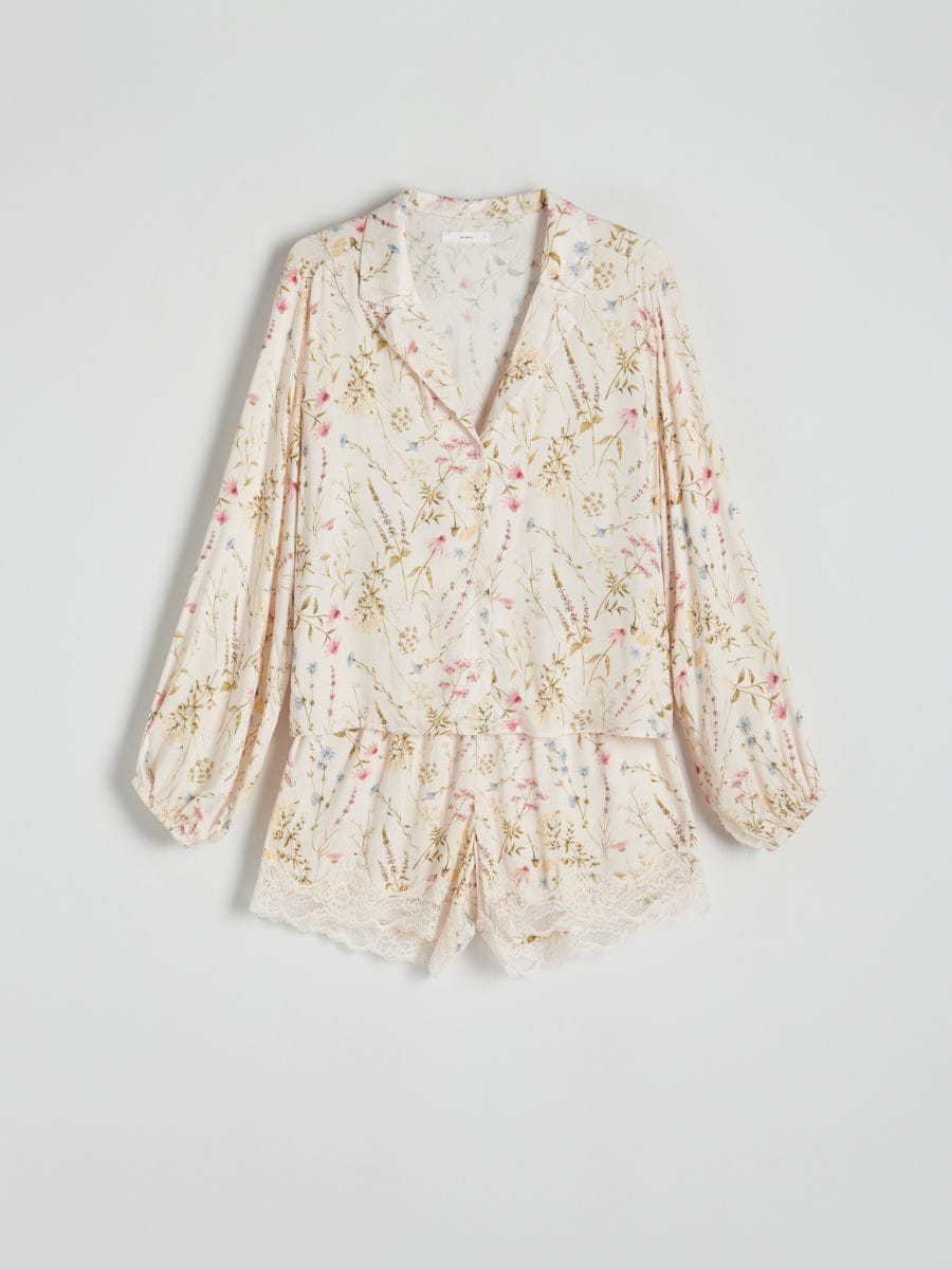 Two piece pyjama set with floral motif - nude - RESERVED - 4