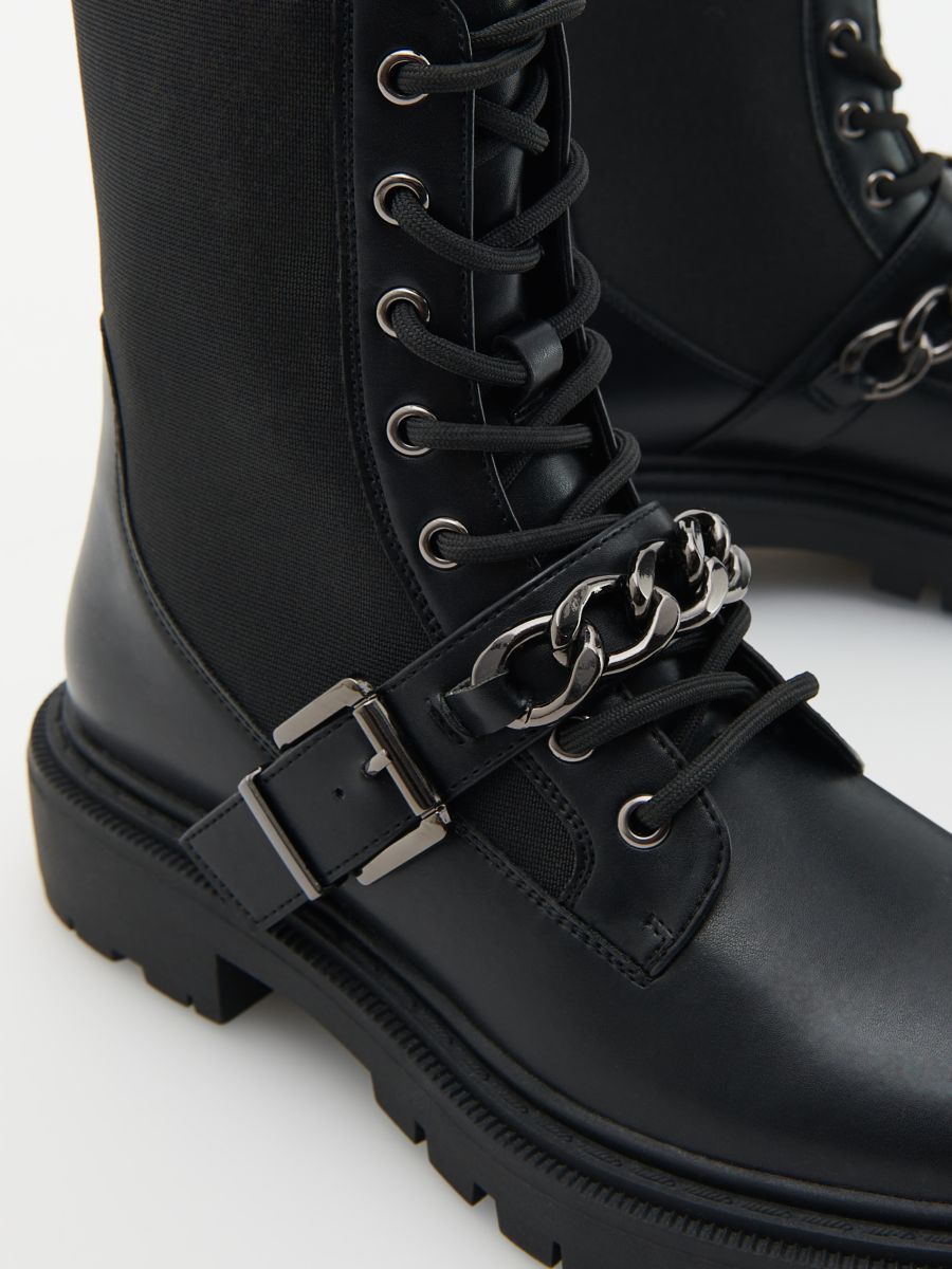 Ankle boots with an ornamental chain - black - RESERVED - 4