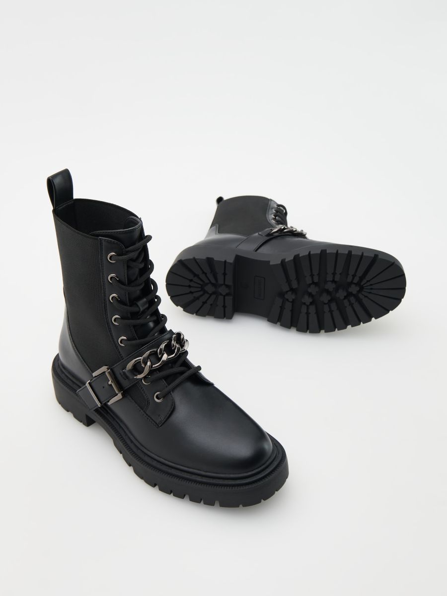 Ankle boots with an ornamental chain - black - RESERVED - 5