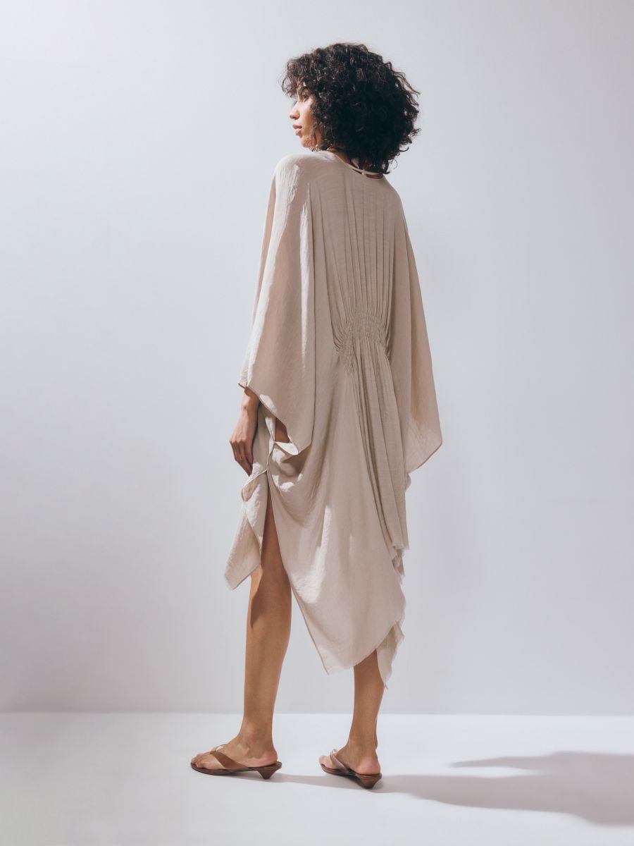 Plain poncho - beige - RESERVED - 7
