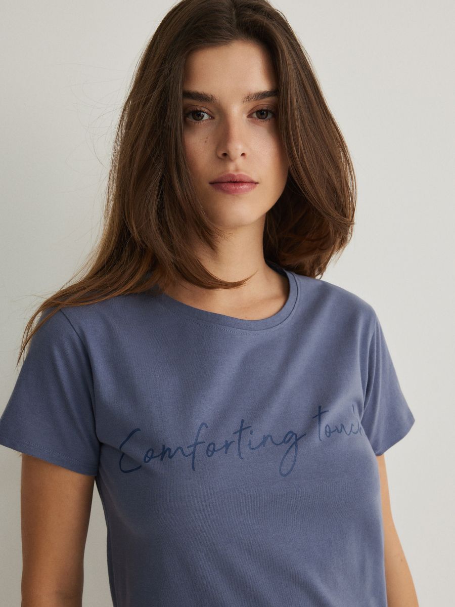 Camicia da notte in cotone - indaco - RESERVED - 3