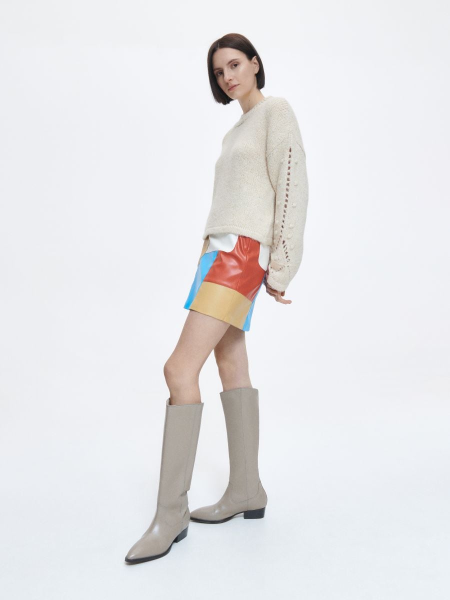 Jupe en cuir synthétique - Multicolore - RESERVED - 3
