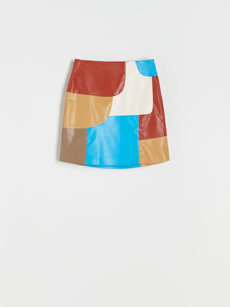 Jupe en cuir synthétique - Multicolore - RESERVED - 4