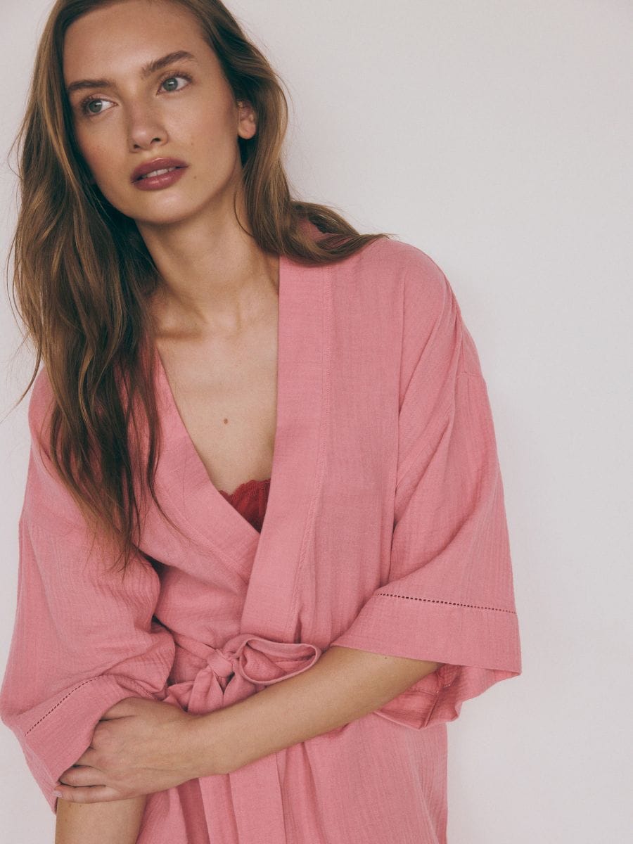 LADIES` DRESSING GOWN - pink - RESERVED - 4