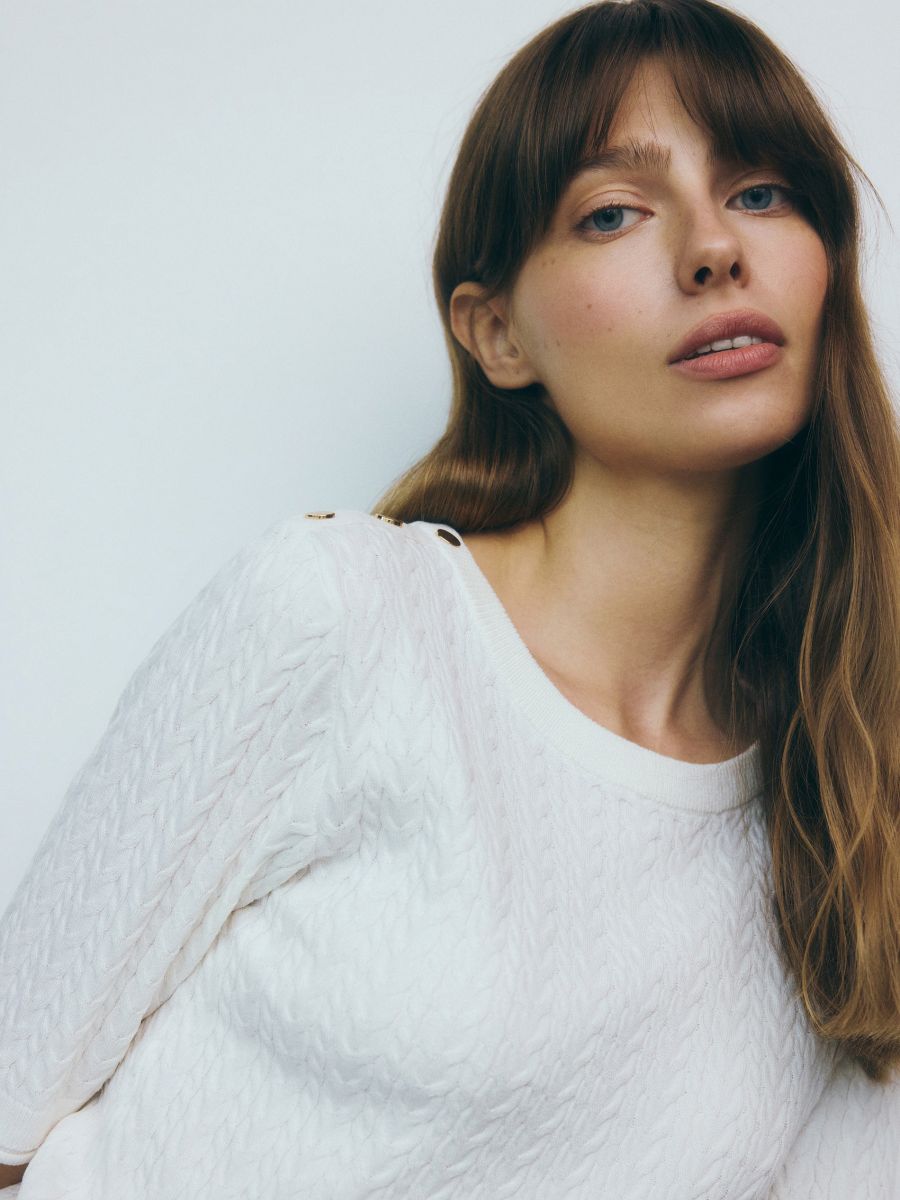 Sweater with viscose blend - cream - RESERVED - 2