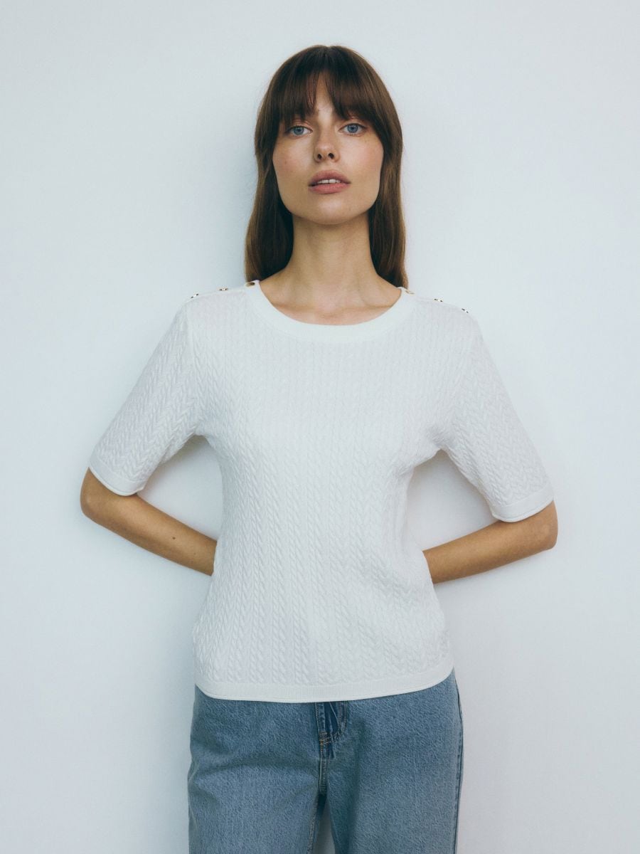 Viscose blend jumper - cream - RESERVED