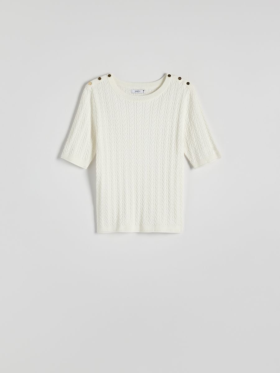 Sweater with viscose blend - cream - RESERVED - 5