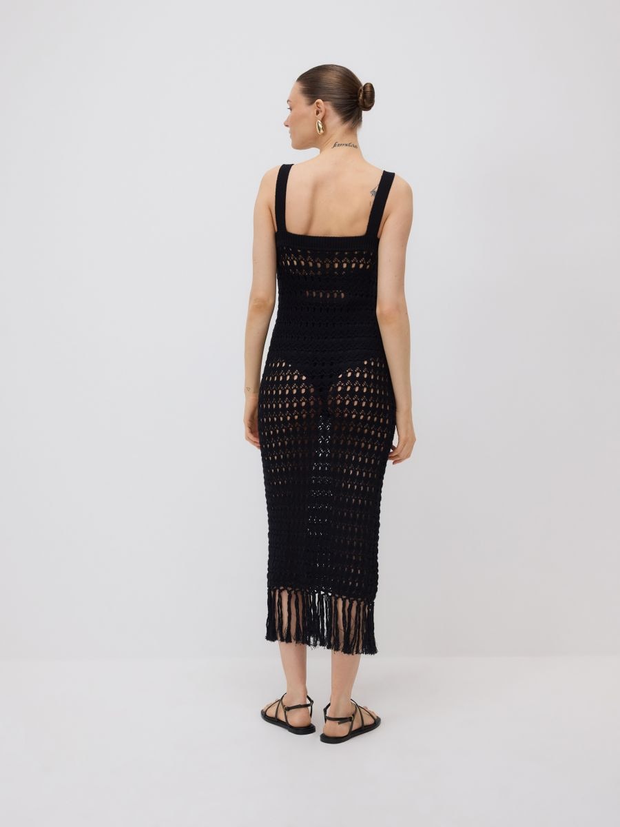 Cache-maillot de plage maxi à franges - Noir - RESERVED - 5