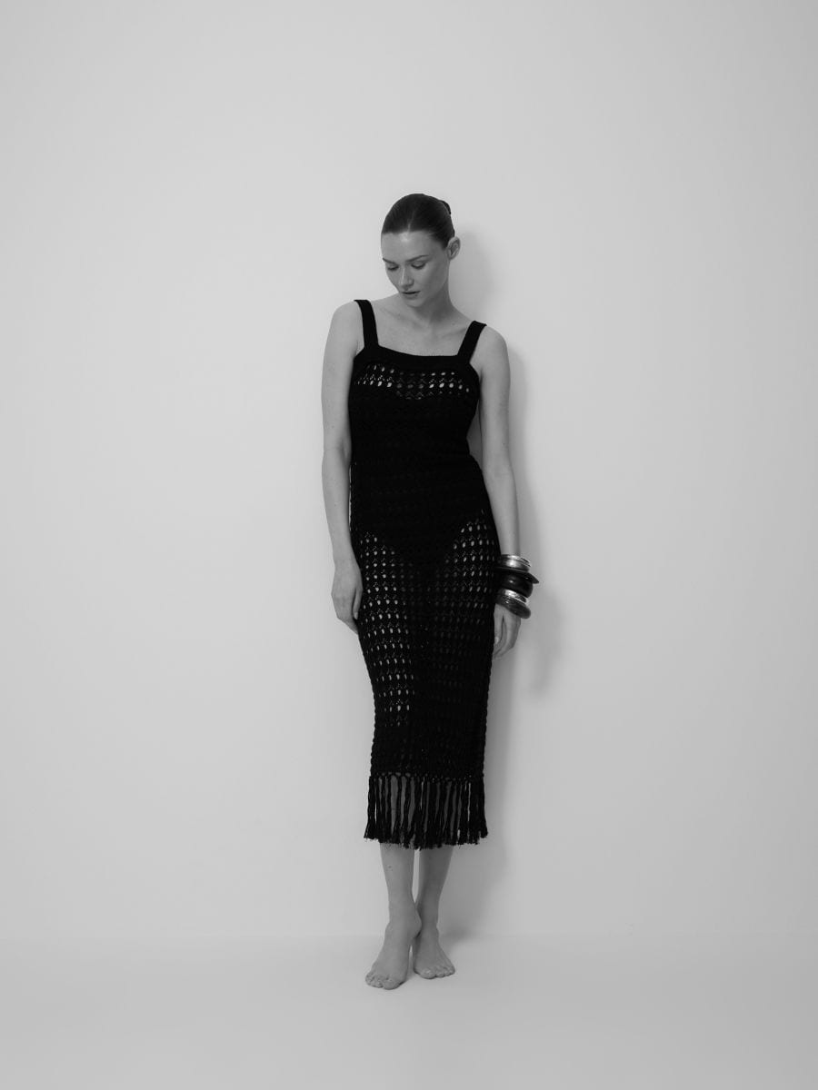 Cache-maillot de plage maxi à franges - Noir - RESERVED - 6