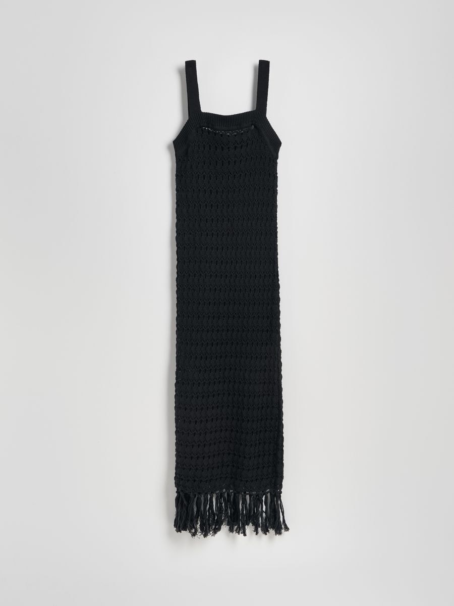 Cache-maillot de plage maxi à franges - Noir - RESERVED - 9