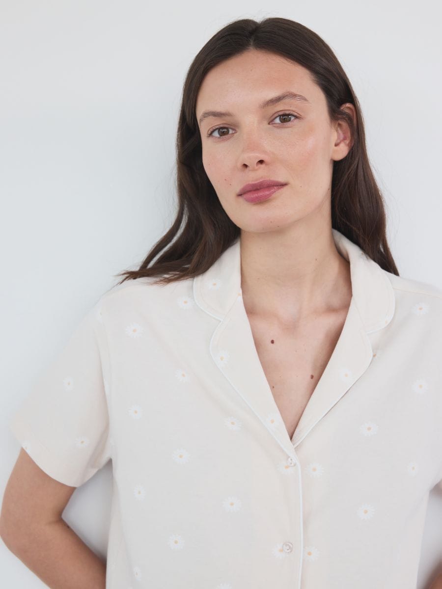 Zweiteiliges Pyjama-Set - beige - RESERVED - 3