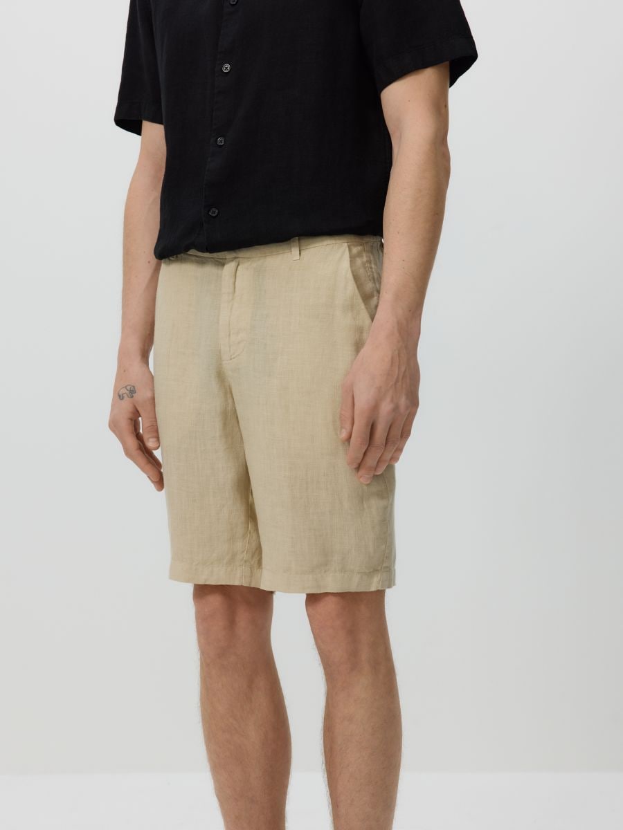 Linen regular shorts - beige - RESERVED - 2
