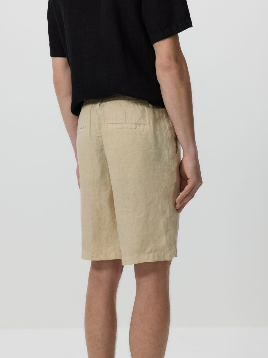 Linen regular shorts - beige - RESERVED - 3