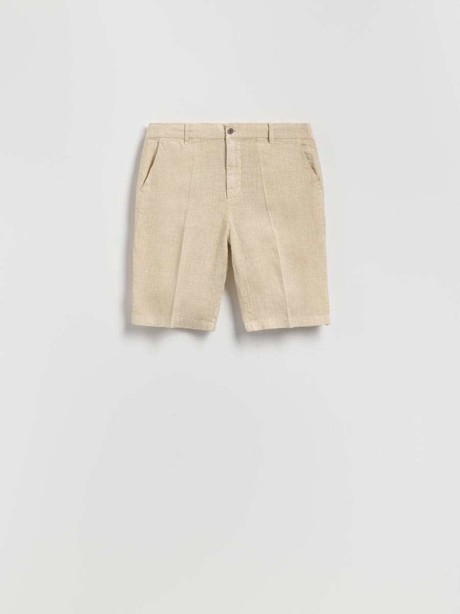 Linen regular shorts - beige - RESERVED - 5