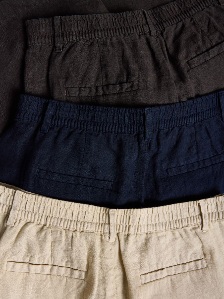 Linen regular shorts - beige - RESERVED - 4