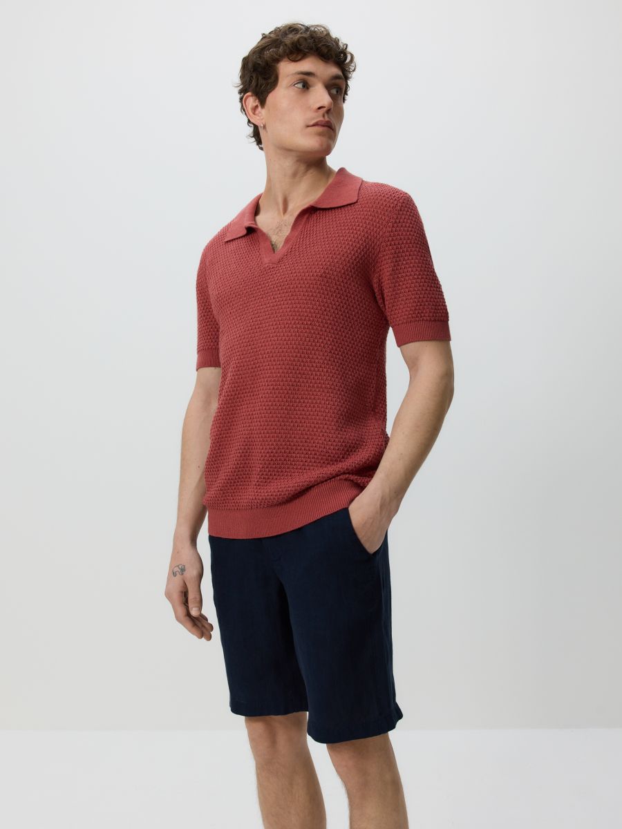 Linen regular shorts - navy - RESERVED