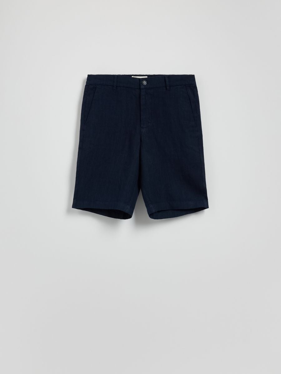 Shorts i hør i regular fit - navyblå - RESERVED