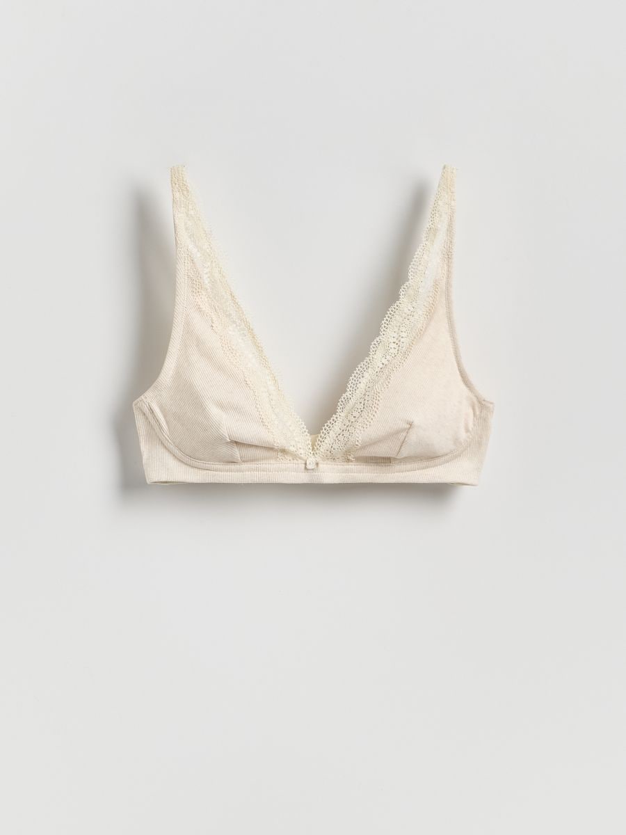 Weicher BH mit Spitze - beige - RESERVED
