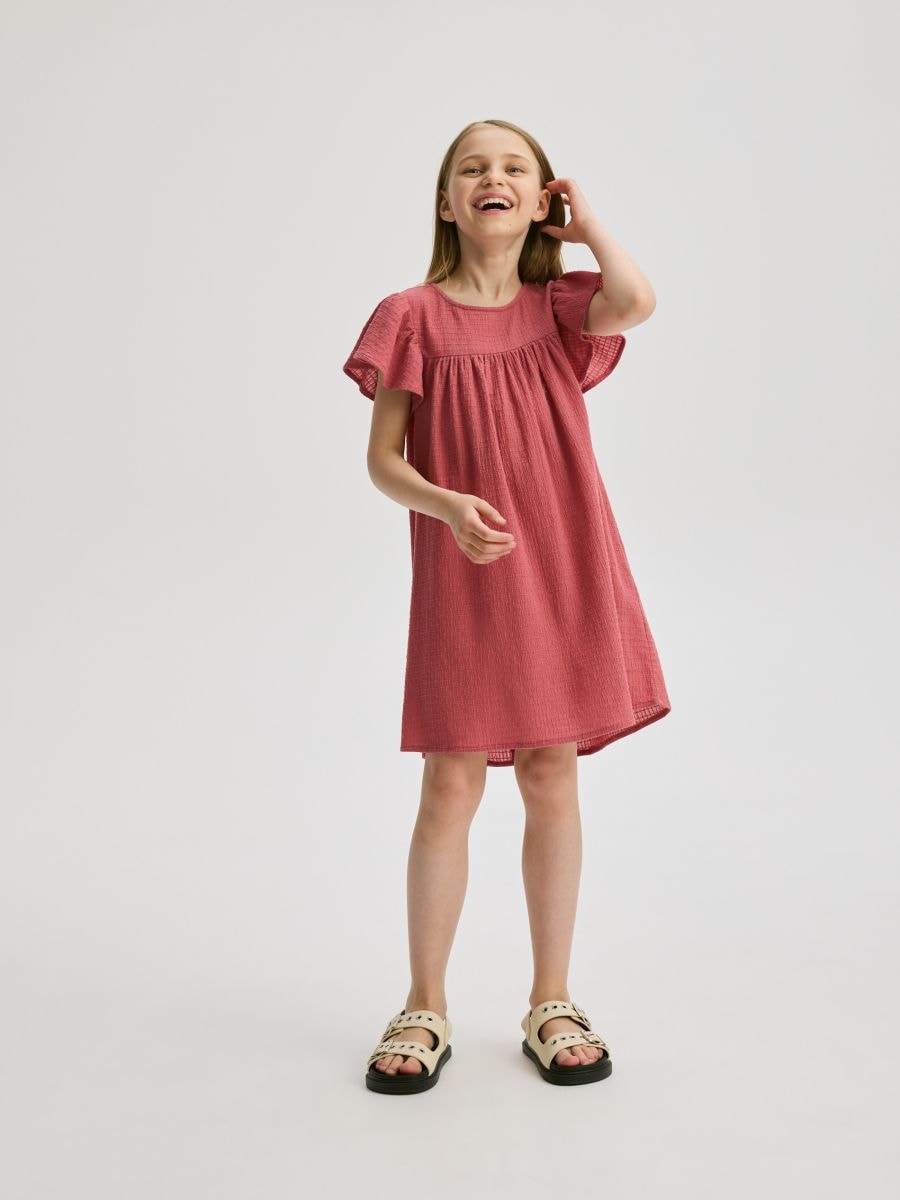 Rochie cu volane - roz-trandafiriu - RESERVED