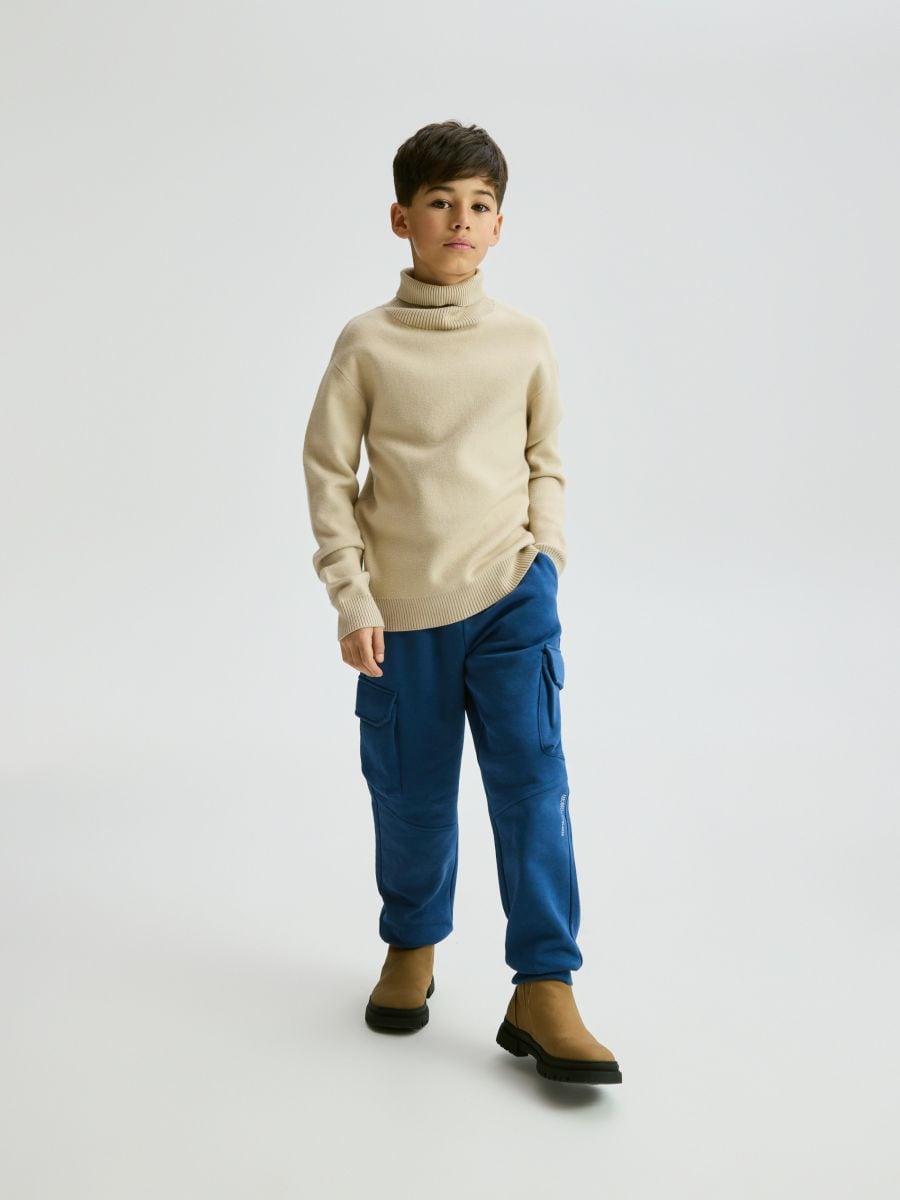 Hlače cargo - modra - RESERVED