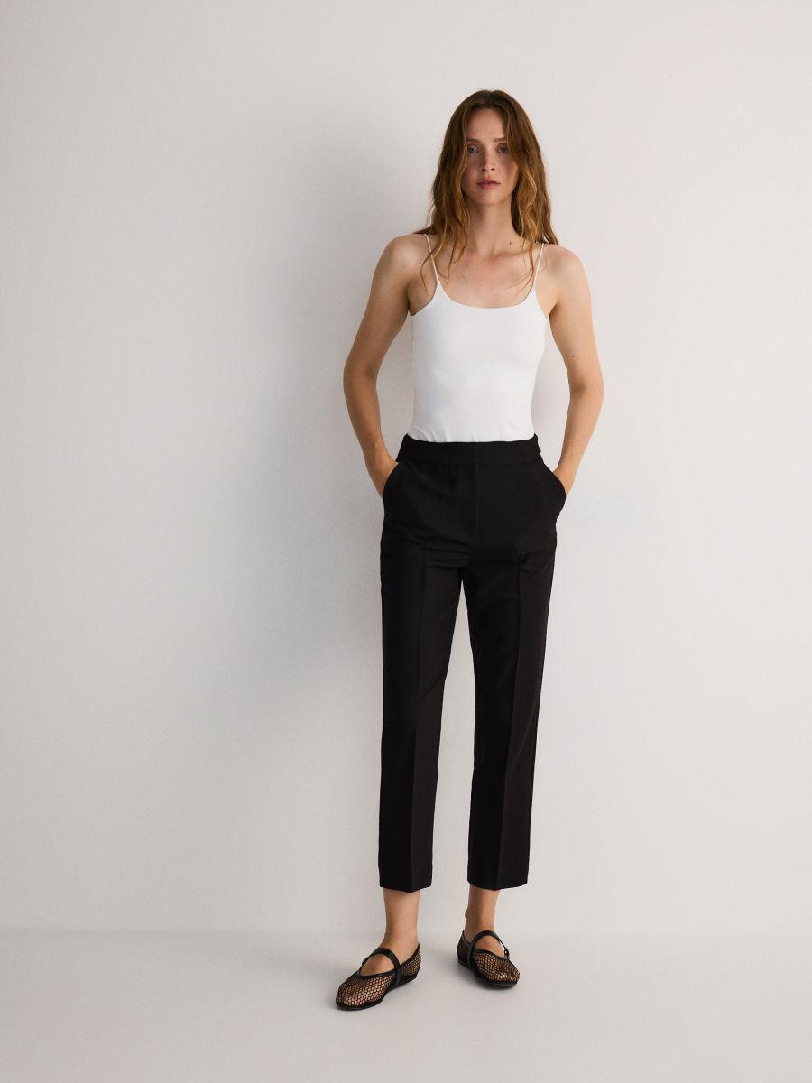 Pantalone cigareta kroja od mešavine viskoze - crno - RESERVED - 4