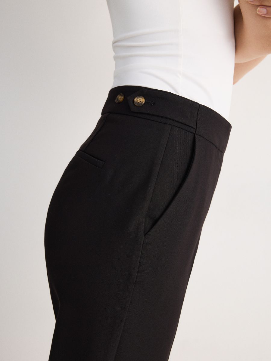 Pantalone cigareta kroja od mešavine viskoze - crno - RESERVED - 3