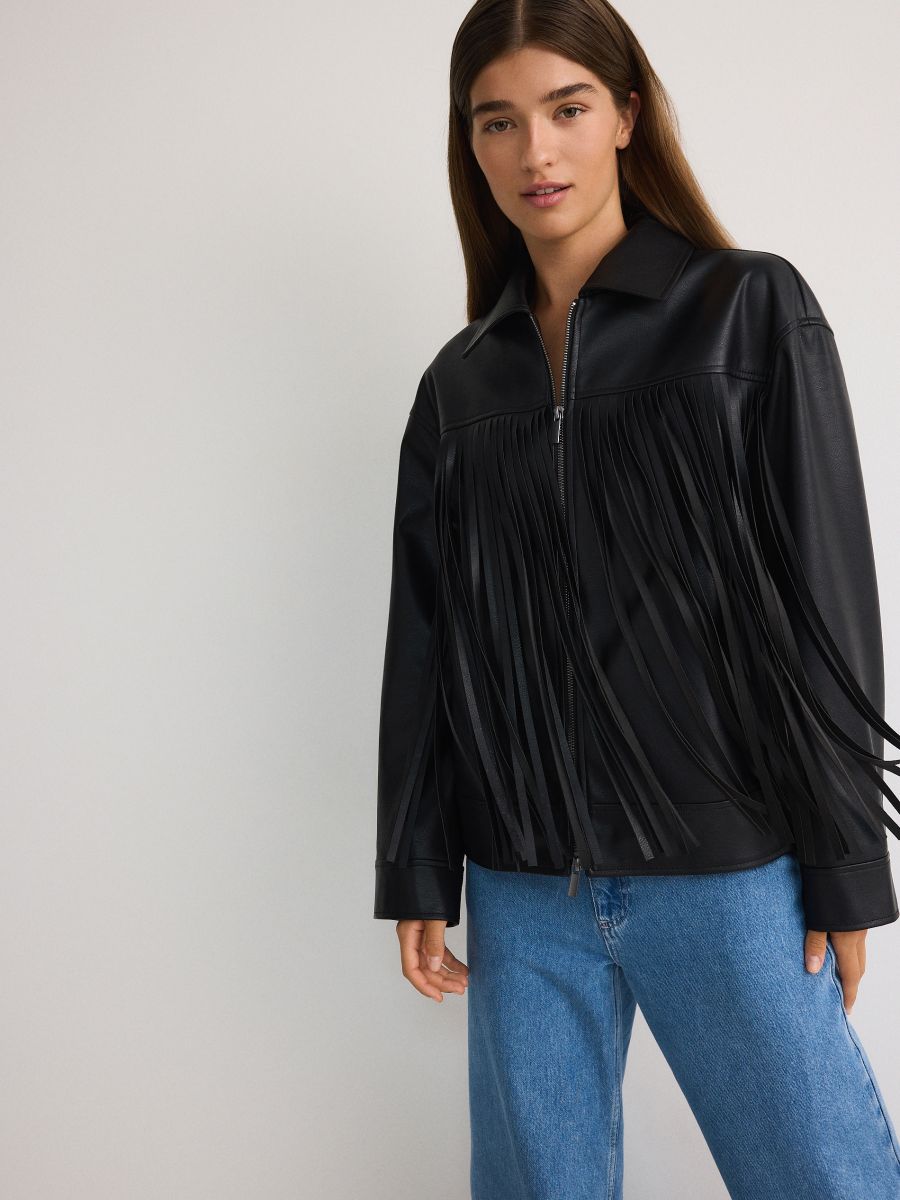 Jacket with fringes - black - RESERVED - 4