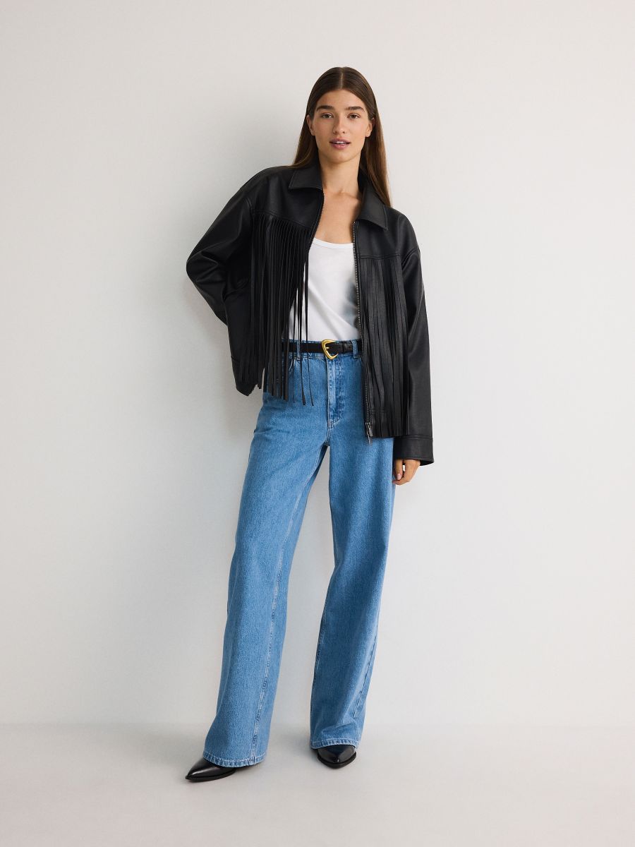 Jacket with fringes - black - RESERVED - 2