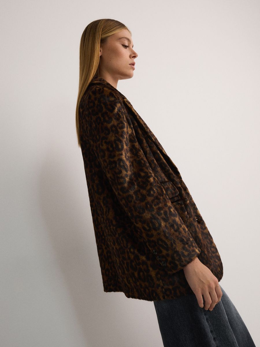 Oversized blazer with animal pattern - multicolor - RESERVED - 6