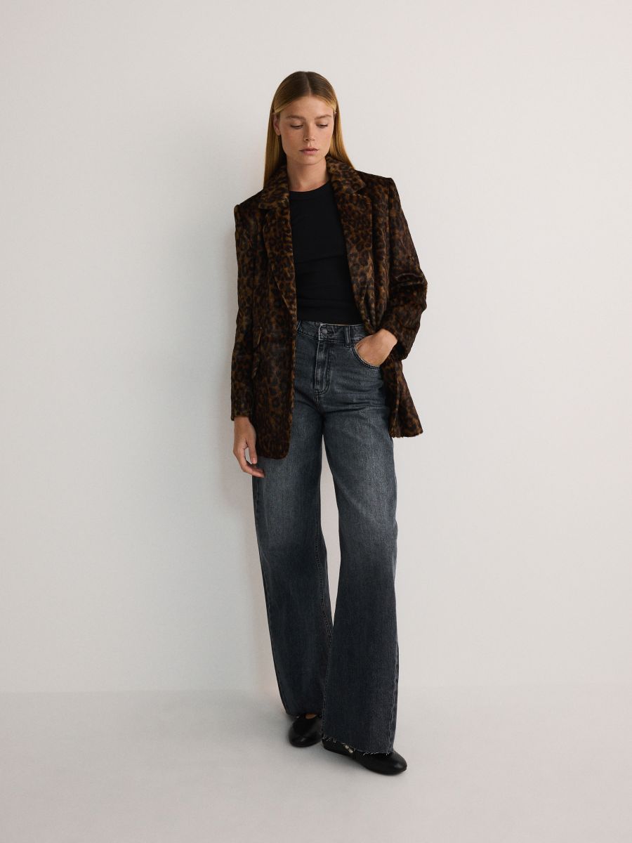 Oversized blazer with animal pattern - multicolor - RESERVED - 4